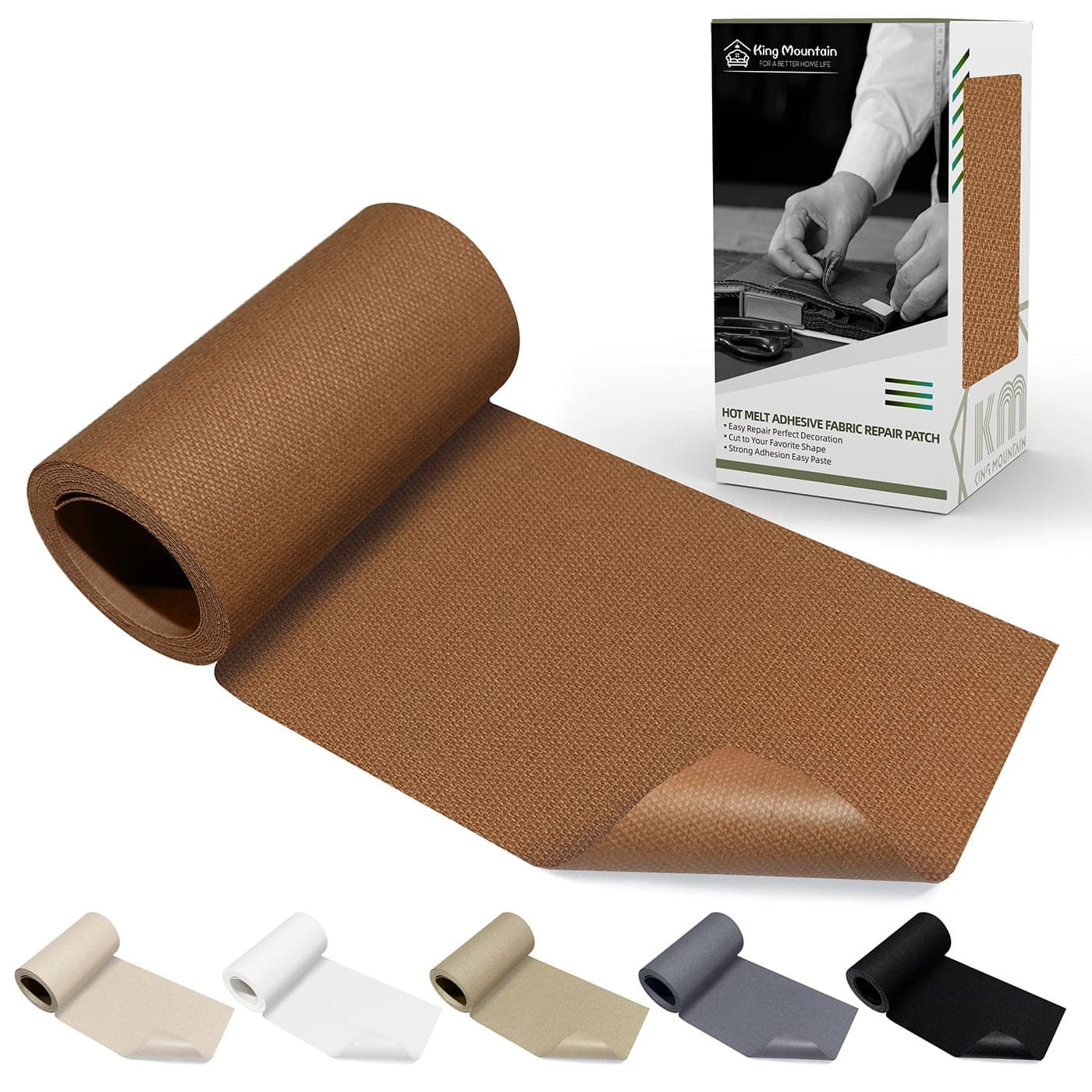 KING MOUNTAIN Canvas Iron on Patch360Waterproof 100 Cotton Fabric Repair PatchUsed for Various SofaTentClothesSeatsSuitcases Brown