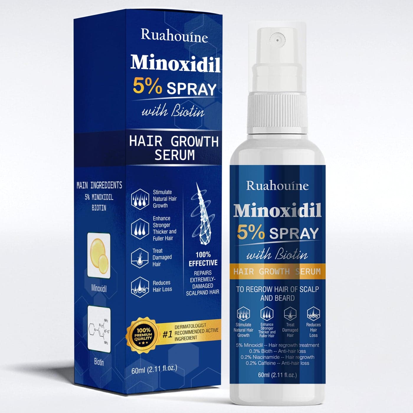 5 Minoxidil Hair Growth Spray Serum Hair Regrowth Treatment for Men and Women Strengthens and Thickens Hair for Fuller Longer Results Beard and Facial Hair Enhancer