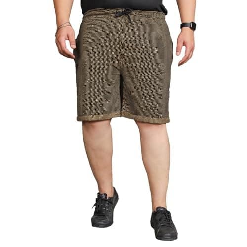 Bigbanana Plus Size Men's Regular Fit Jacquard Shorts (Jaan-Yellow,Yellow,5XL)