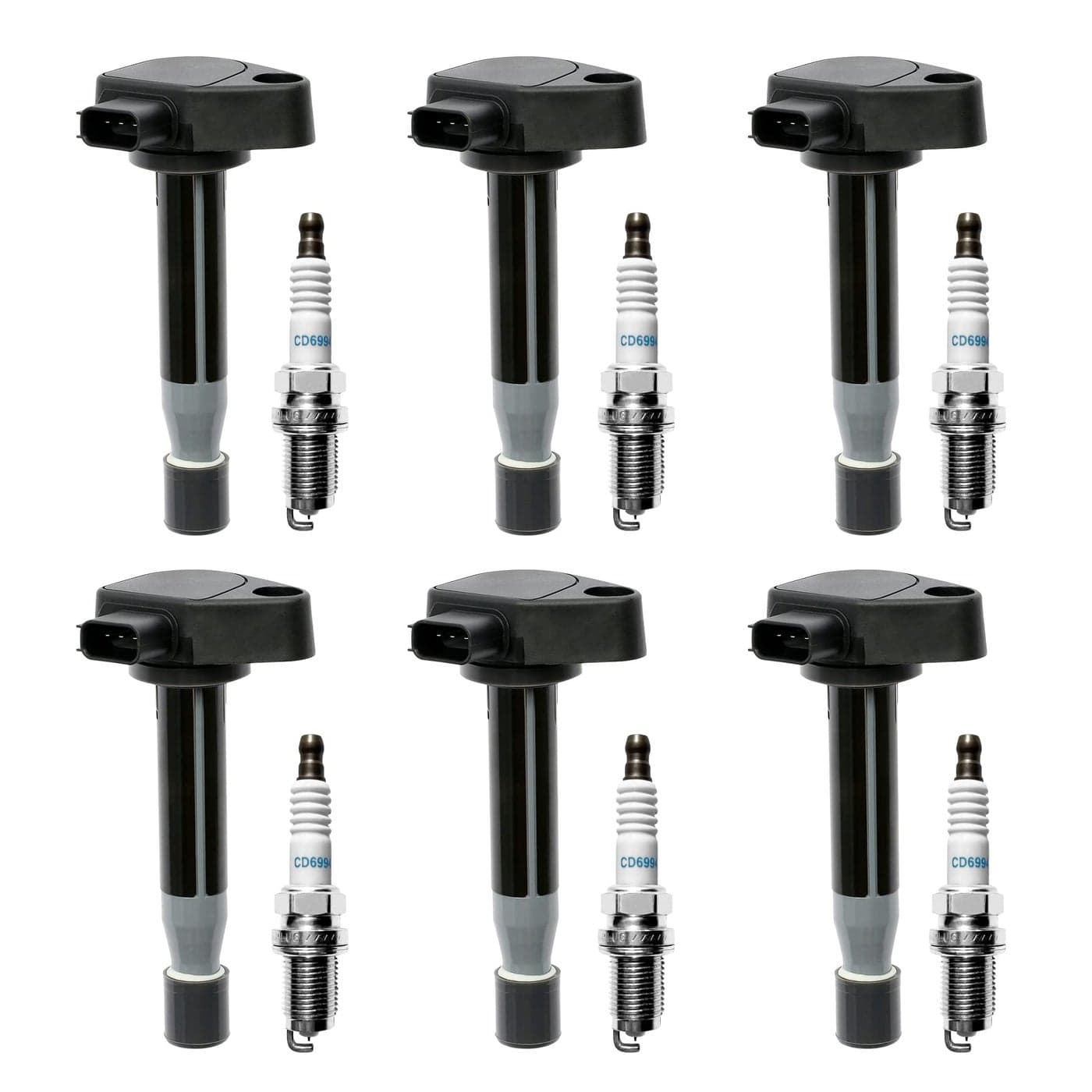 Ignition Coil Spark Plugs Set of 6 Compatible with Honda Accord Odyssey Acura CL RL TL 30L 35L 37L V6 Replaces UF242 30520P8EA01
