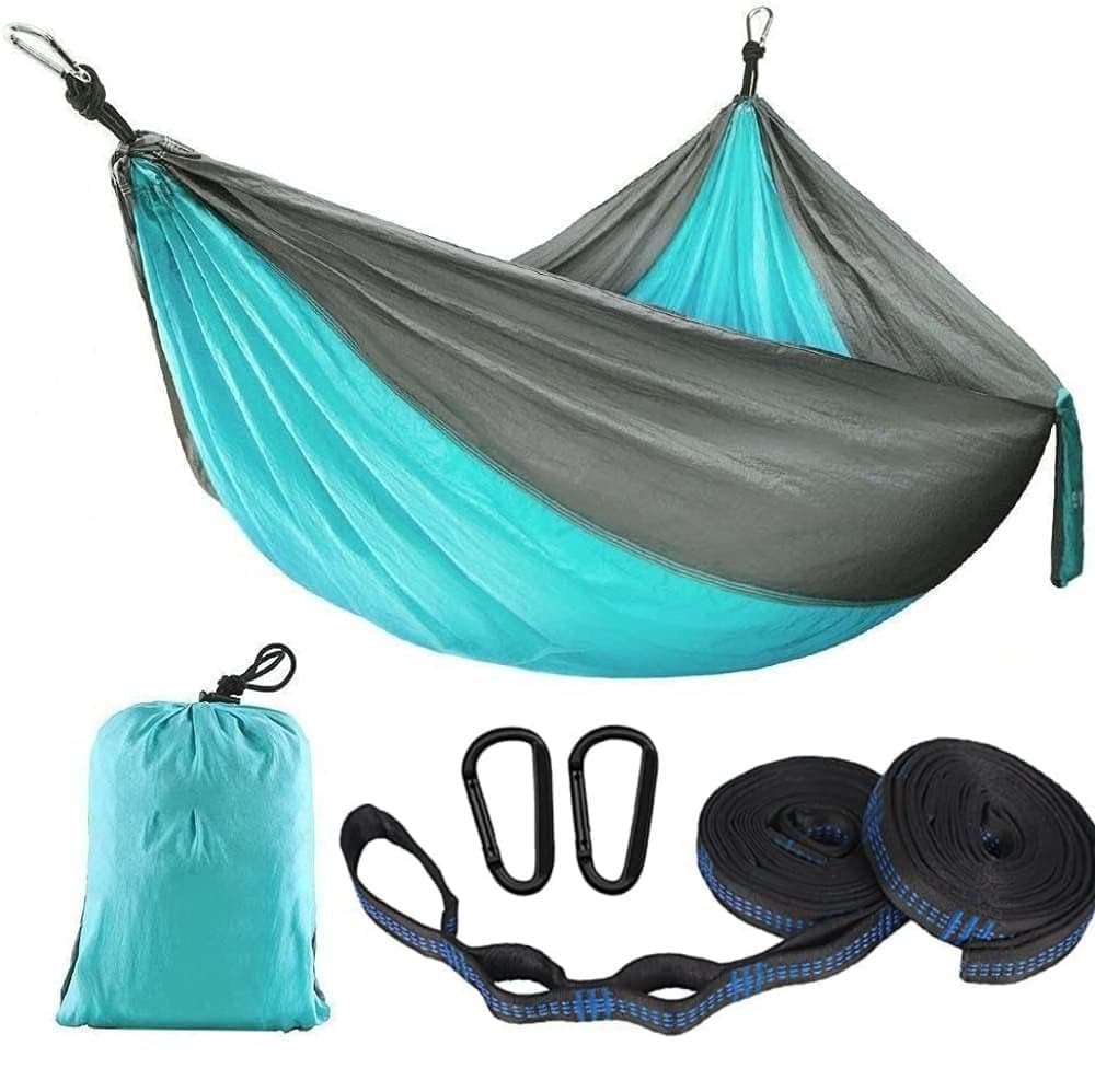 kartfury UltraLight Travel Camping Hammock 300kg Load Capacity BreathableQuickDrying Parachute Nylon 2 x Premium Carabiners2 x Nylon Slings Included Blue