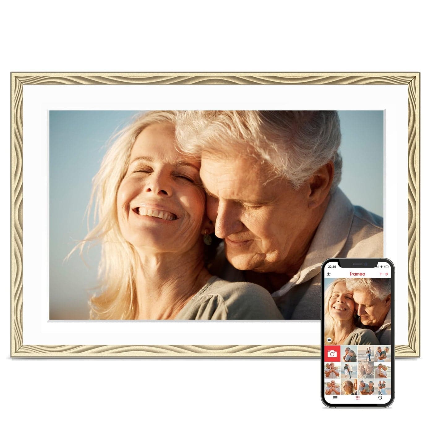 Digital Picture Frame 101 Frameo Digital Frame Wifi 32GB Memory 1280800 HD Touch Screen Digital Photo Frame Wall Mountable Share Instantly Anniversary Birthday Gifts for Women Mom Golden