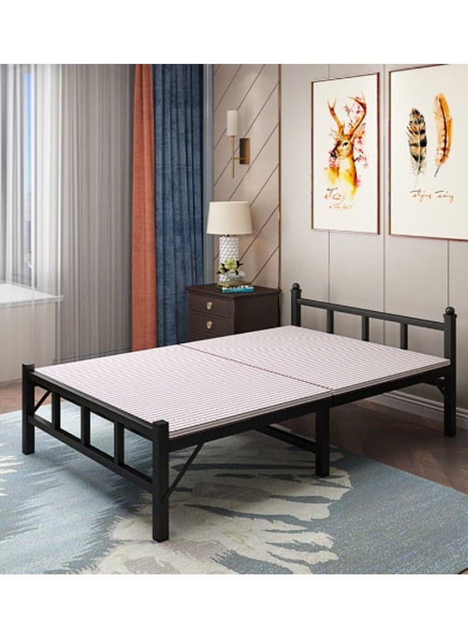 Heavy Duty Metal Platform Bed Frame with Headboard & Footboard | Steel Slat Mattress Foundation | No Box Spring Required | Under Bed Storage | Easy Assembly | Black