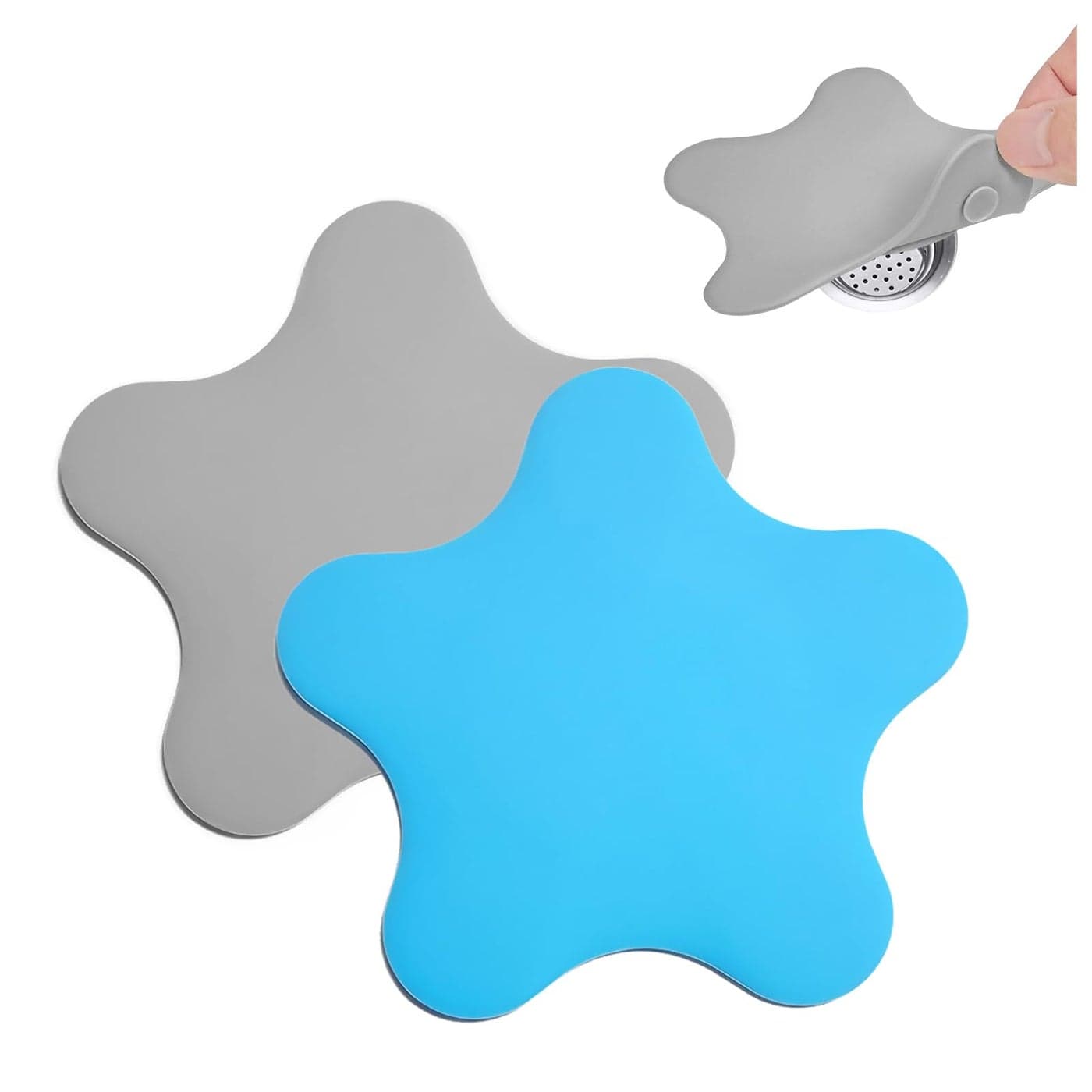 2 Pack Bathtub Stopper Tub Drain Plug Stopper Adorable Universal Silicone Bath Drain Cover Kids Tots Babies Gift Beautiful Starfish Illustration BlueGrey