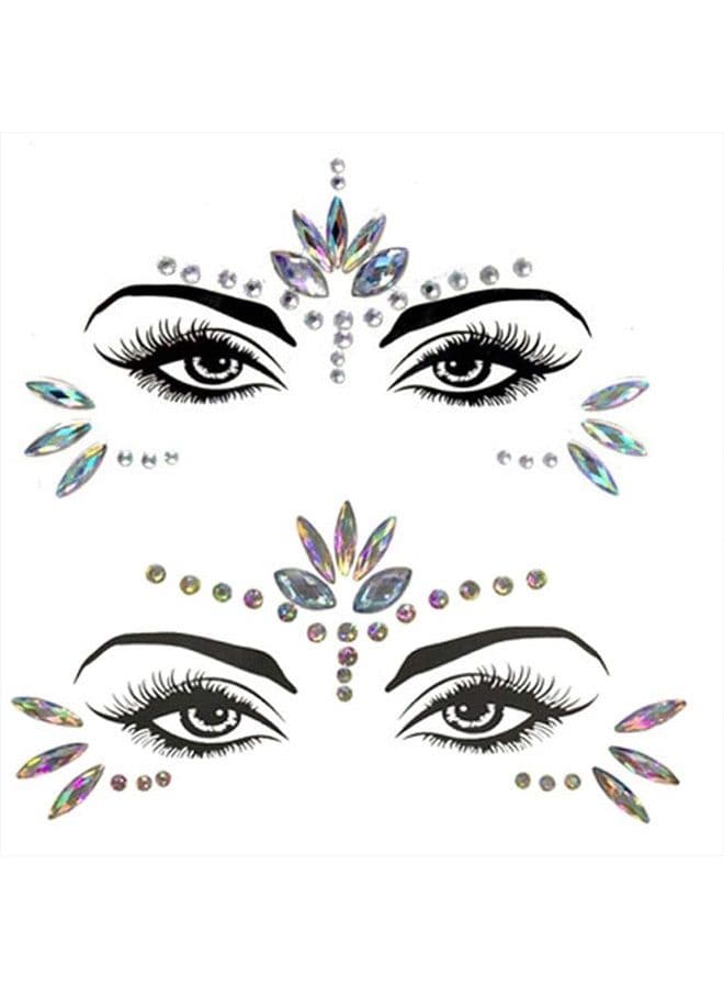 Mermaid Face Gems Stick Jewels for Women Cosplay Mermaid Halloween Club Eye Face Gems Makeup Stickers on Rave Party Hippie Gift for Kids Eye Face Jewels Temporary Tattoos Festival