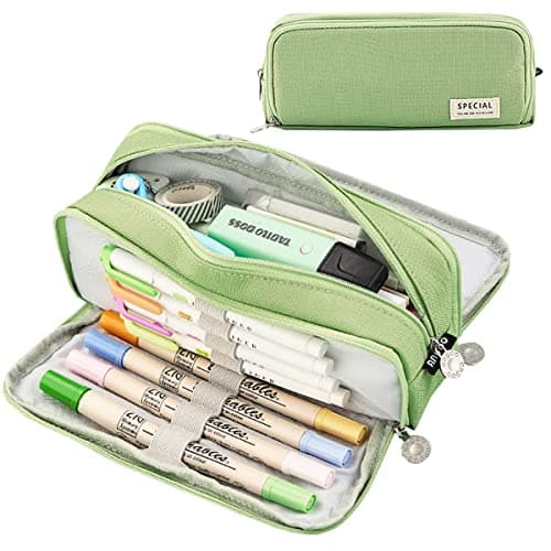EHOPE Large Capacity Pencil Case Big Capacity Pouch Portable Large Storage Pen Case Pencil Bag for Office Travel Holder Box(Green)