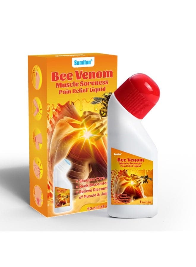 Bee Venom Herbal Pain Relief Liquid Roll-On for Muscle and Joint Pain, Natural Anti Inflammatory Massage Oil, Quick Relief for Back Shoulder Neck Discomfort and Sports Injury Recovery