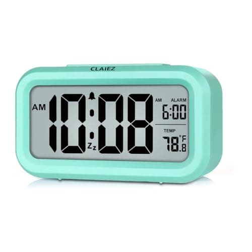 Alarm Clock, Digital Clock, Table Clock for Students, Watch Timer for Study, Home, Office, Bedroom, Kitchen, Loud Desk Alarm Clocks for Heavy Sleepers with Automatic Sensor, Time, Date & Temperature