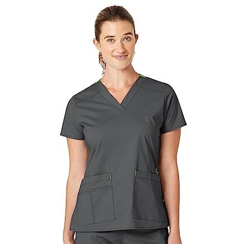 WonderWink Women's Wonderflex Verity Scrub Top, Charcoal, Small