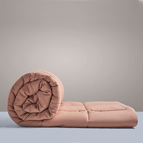 SleepyCat Luxurious All Season Reversible Comforter - Hotel Like Feel with Down Alternative Lightweight Microfiber Fill, Single Size 90X60 Inches (200 GSM, Nude Pink & Seafoam White), 200 tc