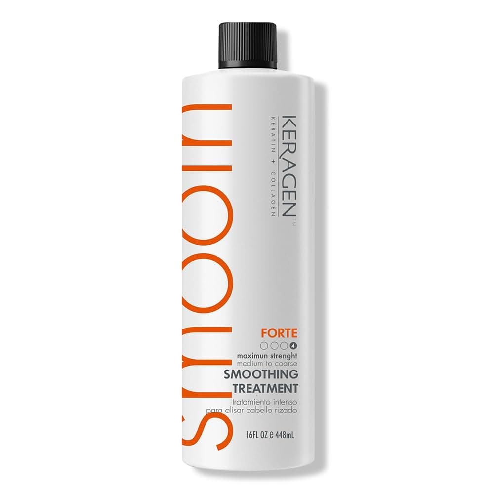 KERAGEN Brazilian Smoothing Keratin Hair Treatment Blowout Straightening System for Dry and Damaged Hair Forte Sulfate Free Eliminates Curls and Frizz Medium to Coarse Hair 16 Oz