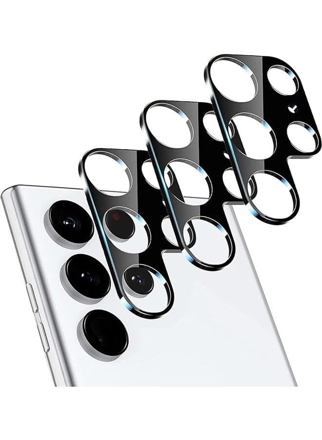 3 Pcs Camera Lens Samsung Galaxy S23 Ultra Camera Lens Protector Tempered Glass, Case Friendly Scratch-Resistant Protector For Samsung Galaxy S23 Ultra 5G(Black)