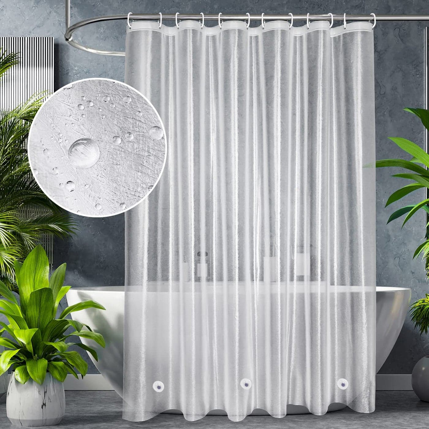 UFRIDAY Extra Long Shower Curtain Liner 84 inch Heavy Duty White EVA 3D Frosted Shower Curtain Liners for Bathroom 72 x 84 Inches Weighted with 3 Big Magnets ThickSemi Transparent
