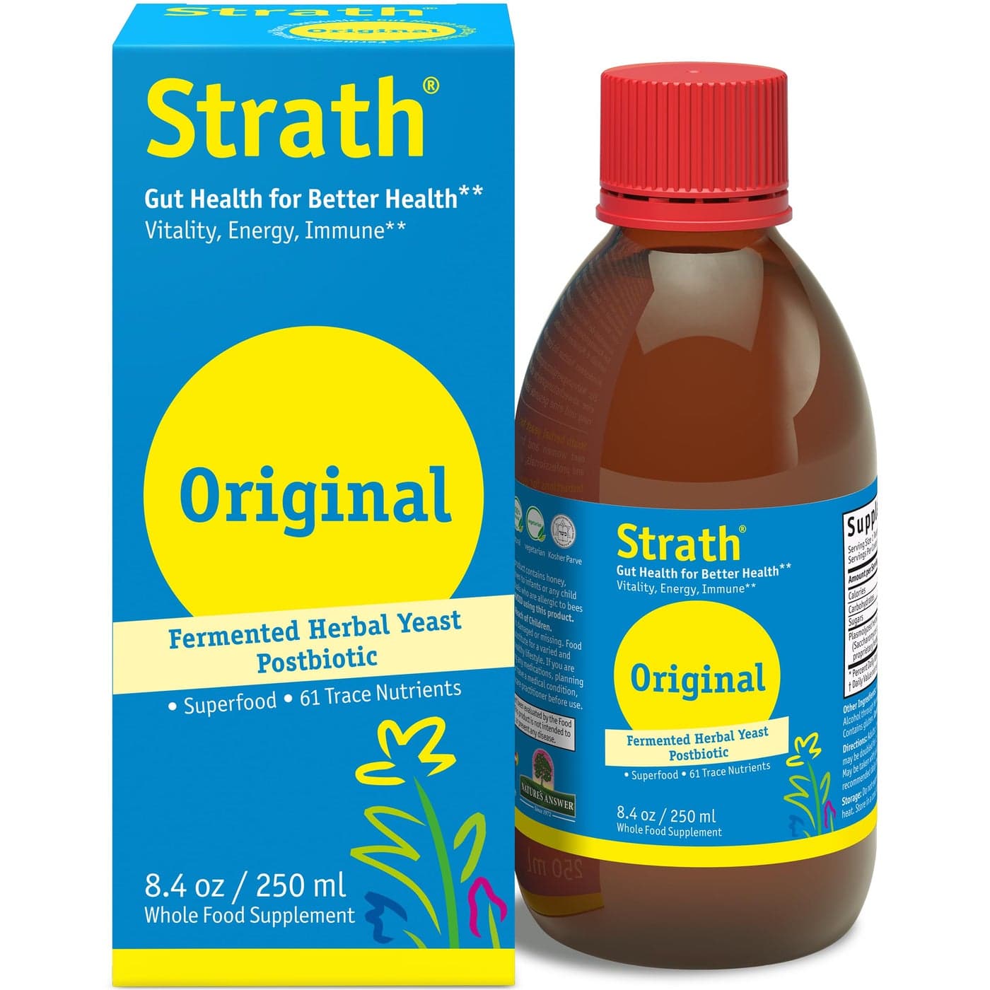 Strath Fermented Herbal Yeast Postbiotic 84 Fl oz Daily Nutritional Food Supplement Liquid Supports Metabolism Vegetarian LactoseFree No Artificial Additives