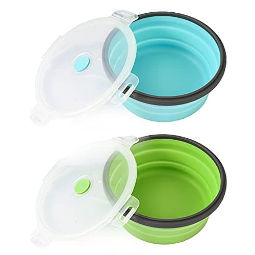 Sturdy Collapsible Dog Bowls, 27 oz 2 Pack - Foldable Silicone Water Food Bowl, Leak-Proof, Ideal for Large Dogs & Outdoor Travel