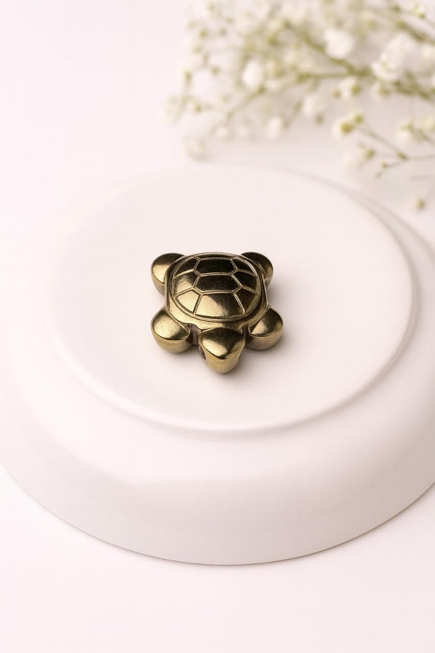 SHOPERTUNITI Handcrafted Pyrite Stone Tortoise Figurine (Pyrite Turtle)