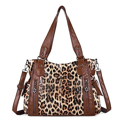 angel kiss Handbags for Womens Top-Handle Hobo Purse Roomy Casual Shoulder Bags PU Tote Satchel Purse for Womens 1brown-brown X-Large