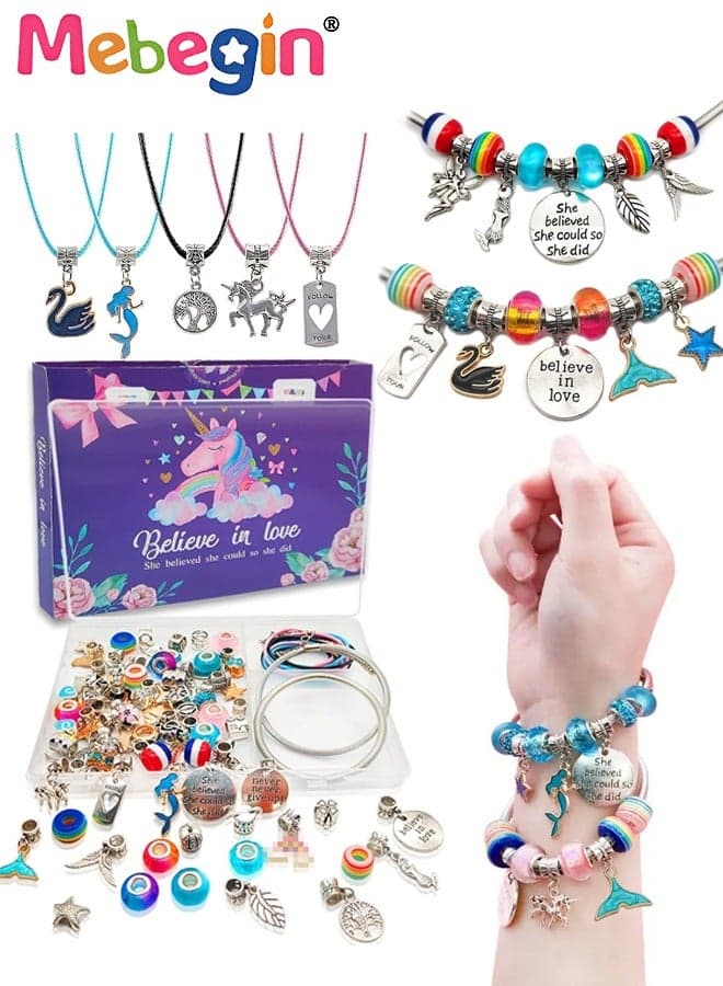 71 Pcs DIY Bracelet Making Kit, Charm Bracelets Jewelry Making Kit with Colorful Beads, Creative Jewelry Making Activity, Arts Craft Kit with Beautiful Packaging, Well-made and Easy to Install, Ideal Gift for Girls