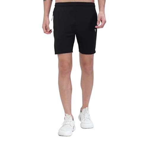 TECHNOSPORT Men's Active Shorts - (MSOR56BLKMED_Black_M) Pack of 1