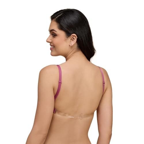 NYKD (NYB007 Cotton Padded & Non Wired Everyday T-Shirt Bra for Women | Medium Coverage Bra with Soft Detachable Straps & Transparent Back | Ideal for Low Back Dresses or Blouses