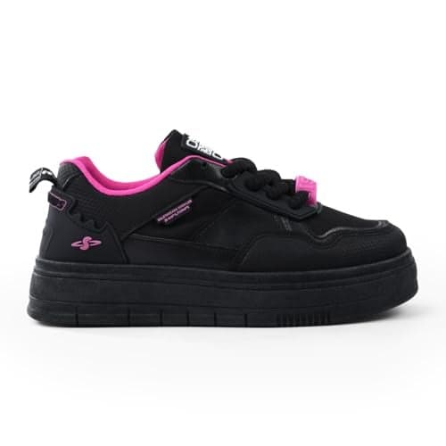 SOLETHREADS BAE Sneakers for Women | Stylish & Fashionable| Comfortable|Walking Shoes| Lightweight Flexible| Skid-Resistant| Everyday |Casual Shoes for Women|Black|UK 8