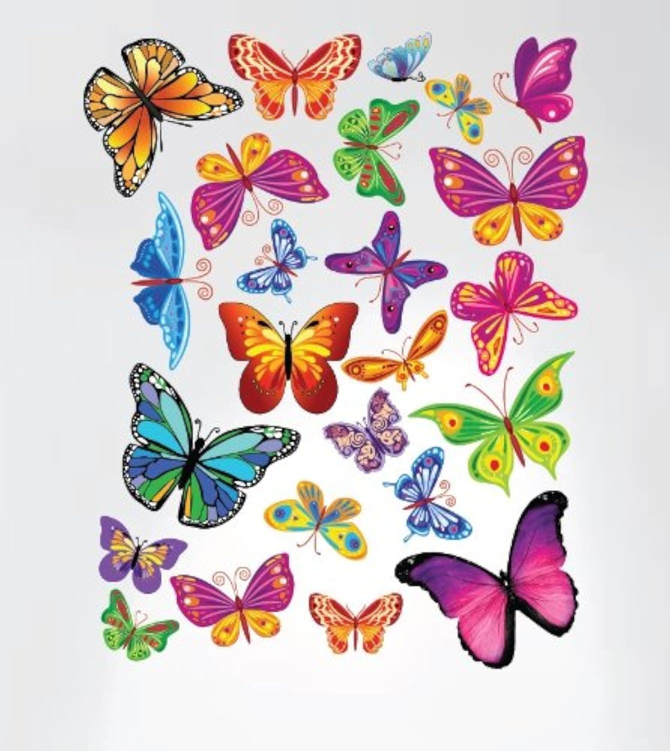 Easy Peel and Stick Instant Home Decor Wall Sticker Colorful Butterflies Nursery Decals 3005