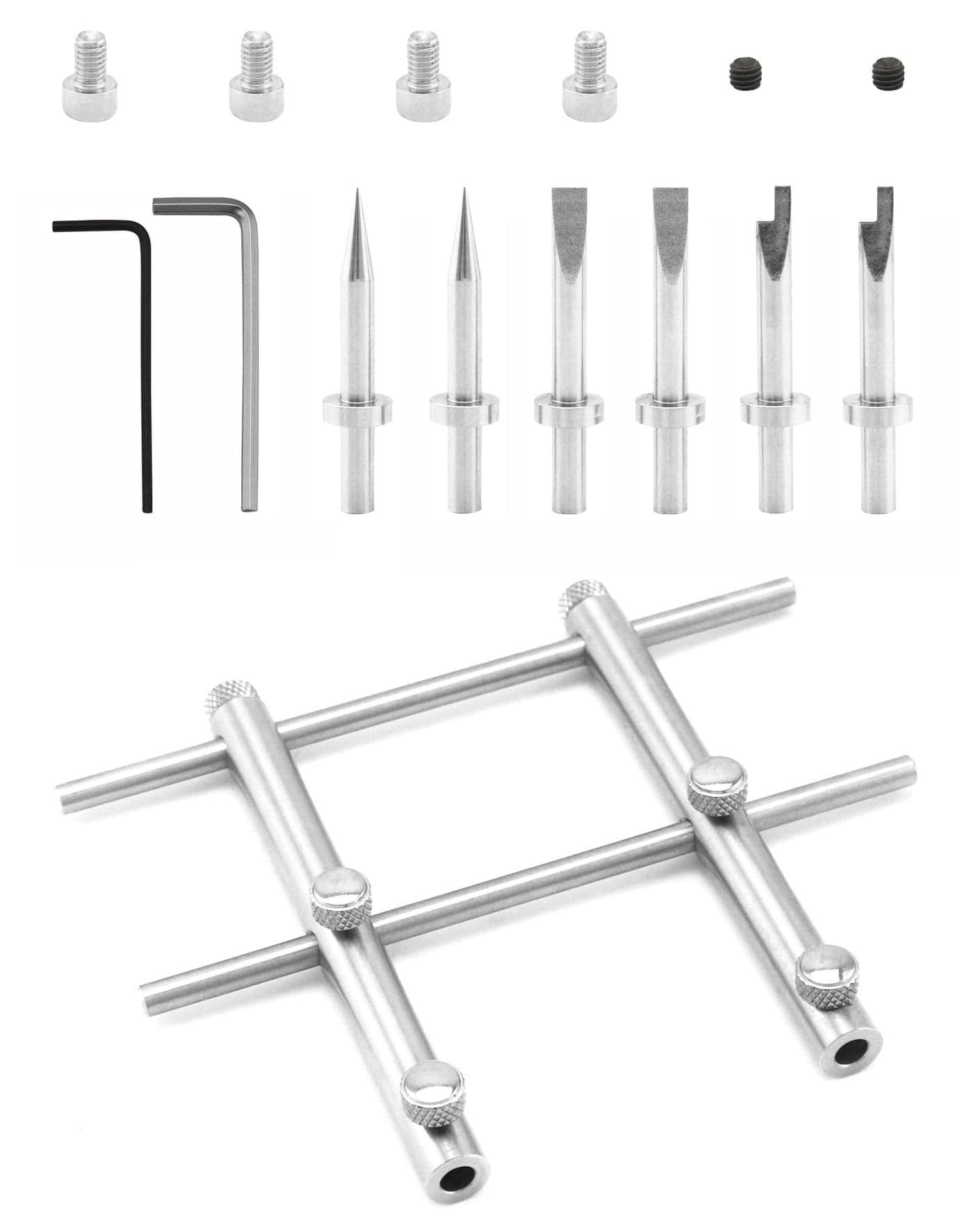 QWORK Camera Lens Repairing Tool Kit, DSLR Camera Tool Set, 3/8" to 3-15/16" Lens Repair Set, Anti-Magnetic 3 Tips, 6 Screws and 2 Hexagon Wrench Compatible with Canon Nikon Sony Olympus Camera