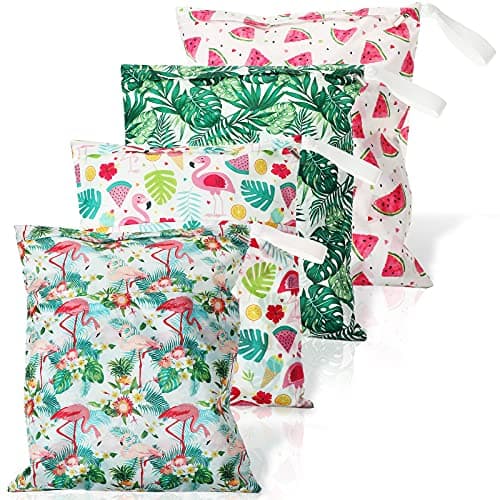 Frienda 4 Pcs Large Waterproof Wet Dry Bag for Baby Swimsuit 20x16 inches Reusable Washable Travel Diaper Bag Sealed with Handle for Travel Beach Gym Clothes and Toiletries Pool(Hawaii Style)