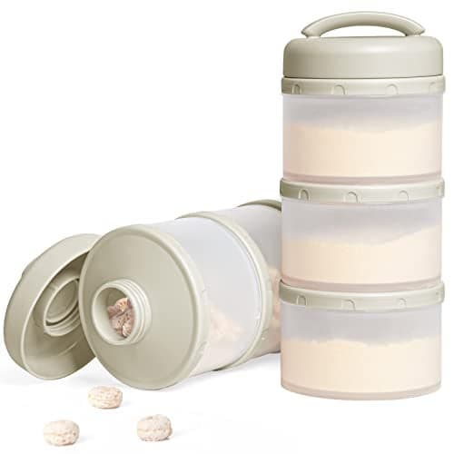 Termichy Stackable Formula Dispenser Portable Milk Powder Container 2 Pack Warm Grey