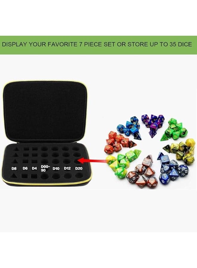 ALKOO 35 Dice Case Box Tray Storage Holder for DND Dice Set for DD Dungeons and Dragons 7Die Polyhedral Dice Organizer for RPG for MTG Role Playing Table Games Display for D and D Standard