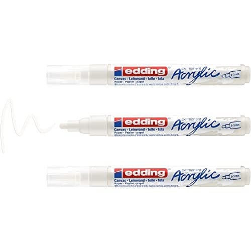 edding 5100 acrylic marker medium white 3 waterproof acrylic paint marker round nib 23mm acrylic paint pen for drawing on canvas art paper and wood acrylic markers for pebbles