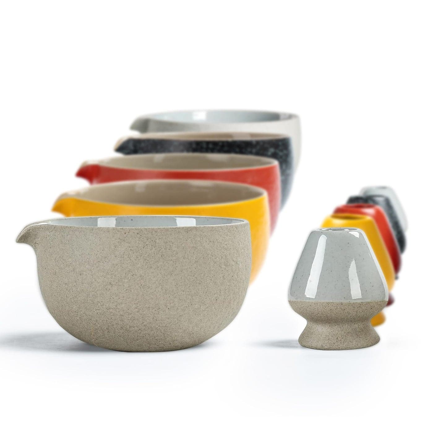 TEANAGOO Matcha Bowl with Spout, Ceramic Matcha Bowl and Whisk Holder, Matcha Chawan, Gray Matcha Cup with Matcha Stand, Green Tea Bowl, Gift Set for Matcha Lover, Matcha Bowl Set