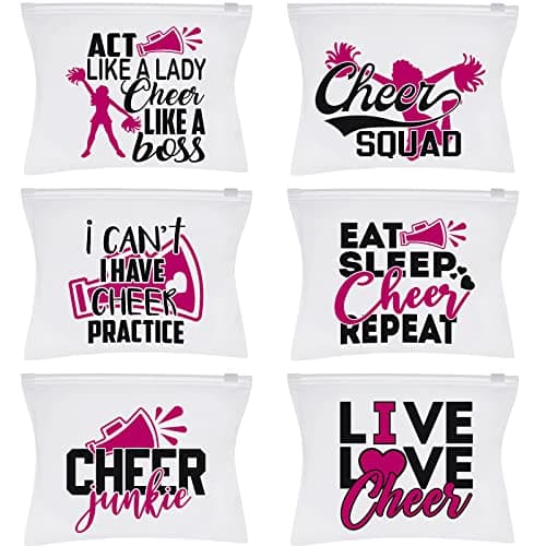 60 Pieces Cheer Makeup Bag Cosmetic Cheerleading Case for Girls Zipper Cheer Makeup Case Cheerleader Travel Pouch Portable Cheerleading Bag for Women Teammates Toiletry Accessories Gifts 6 Styles