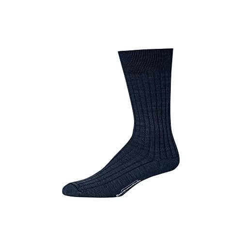 BoardroomSocks Merino Wool Mid-Calf Dress Socks for Men, Ribbed Dress Socks, Midnight Navy