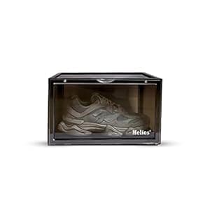 Helios Stackable Shoe Storage Boxes Side Drop Shoe Rack Shoe Organizer Shoe Boxes Smoke Black Plastic Stackable Shoe Containers Black Pack of 5