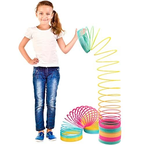 Srenta Giant Rainbow Coil Springs Toy – 2 Pack Extra Large Toy Coils Spring | 6 ‘’ Huge Rainbow Coil Spring Plastic, Big Walking Spring Toy, Magic Big Coil Springs Toys & Party Favors for Kids