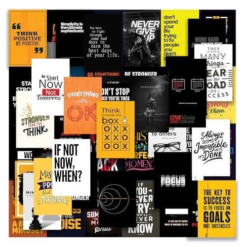 ZENDEN STORE Pack of 54 Motivational Wall Collage Kit Posters – 4x6 Inch, 300 GSM Matte Cardstock with 300+ Glue Dots – Inspirational Décor for Bedroom, Study, Office