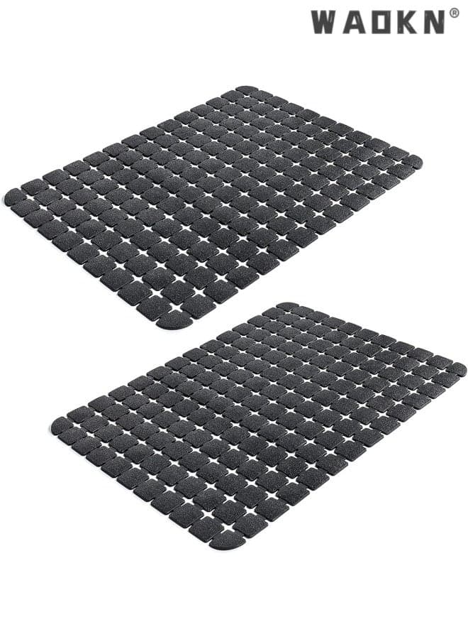 2 Pcs PVC Sink Mats, Extra Large Kitchen Sink Protectors for Stainless Steel/Porcelain Sinks, Quick-Dry Dish Drying Mats,easy to clean ,Simple, stylish, sturdy and durable , Freely customizable , 30cm*40cm, black .