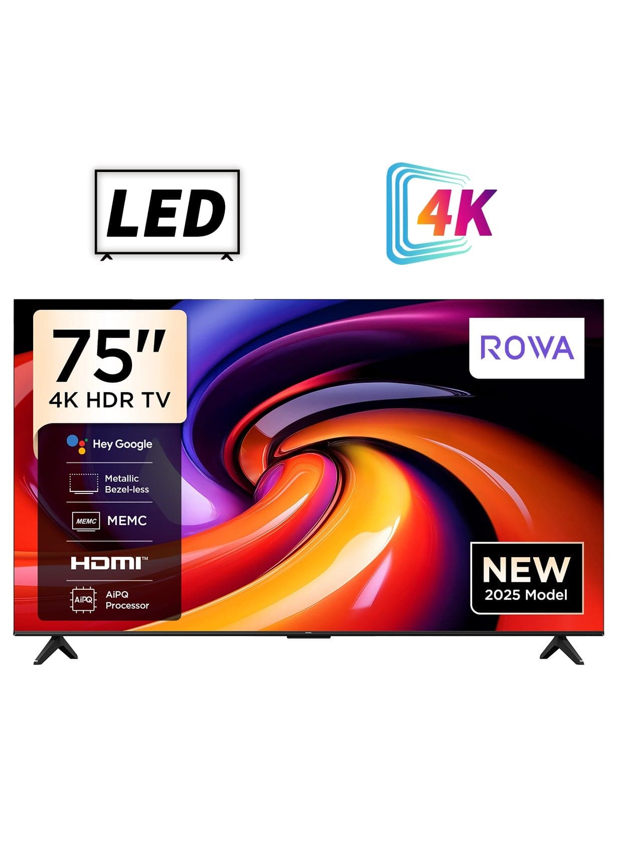 75R55 Television 75 Inch Smart TV 4K UHD HDR 10+ Gaming Google TV, Dynamic Color Enhancement, Dolby Vision Atmos, MEMC, Voice Control, Game Master with Slim Design (2025 Model) 75R55 black