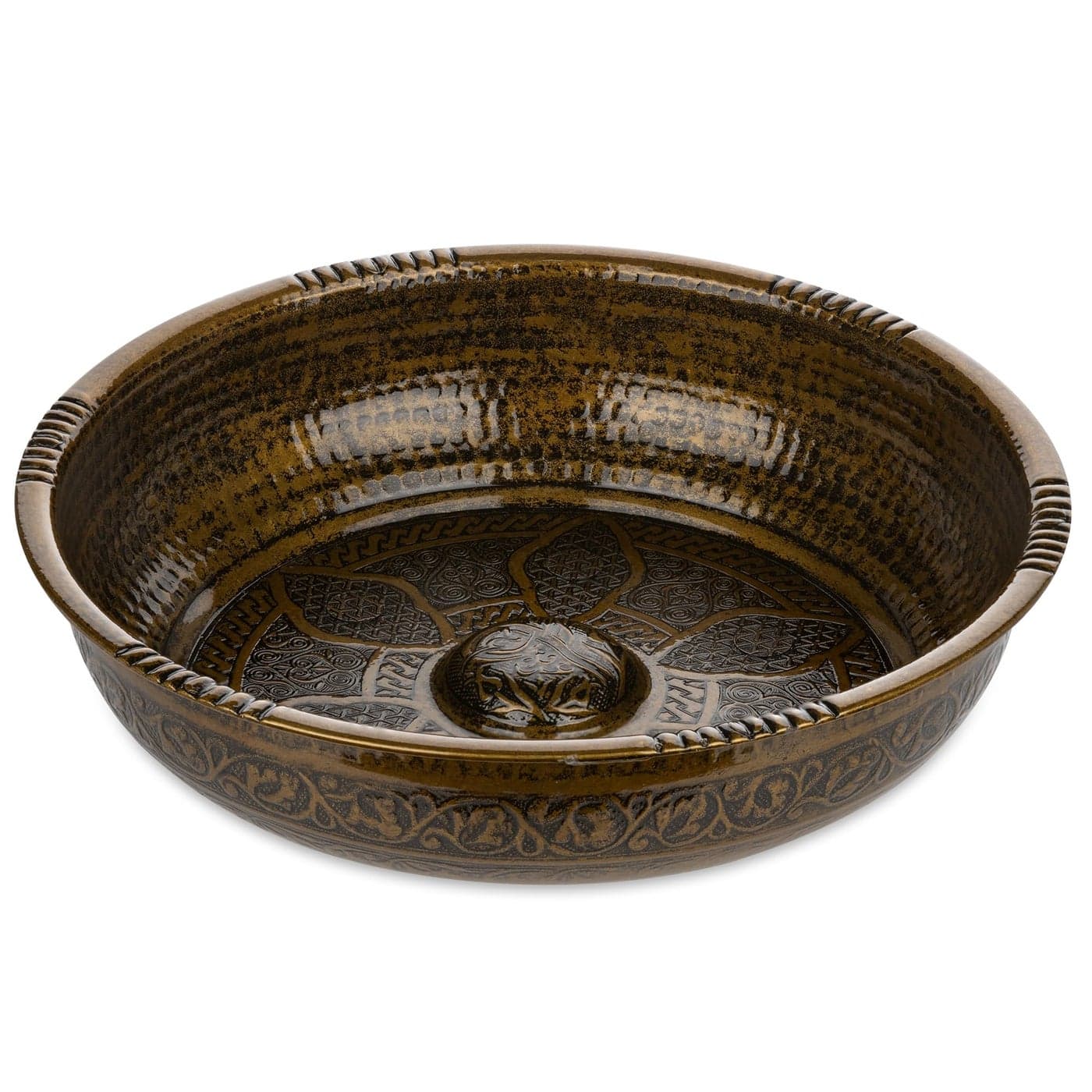 Alisveristime Traditional Turkish Bath Hammam Bowl with Authentic Motifs 440gr 1550 oz Made of Zinc 787Inch Diameter Antique Green