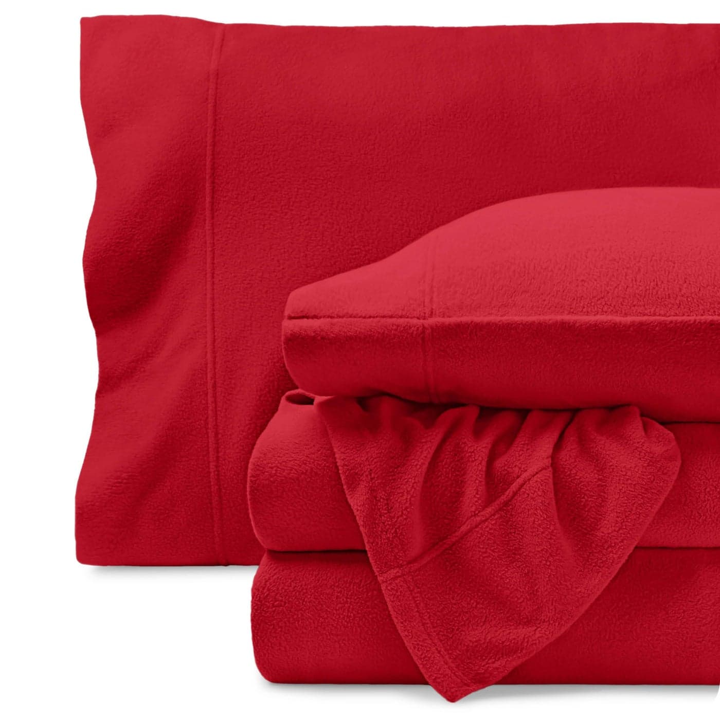 Bare Home Super Soft Fleece Sheet Set Twin Size Extra Plush Polar Fleece NoPilling Bed Sheets All Season Cozy Warmth Twin Red