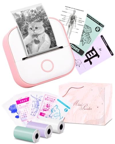 Sticker Printer T02 Mini Printer Gifts for Teen Girls Sticker Maker Machine Mini Thermal Printer Portable Label Printer Bluetooth Photo Printer Print Pods Sticker Box for Study Note JournalingDIY