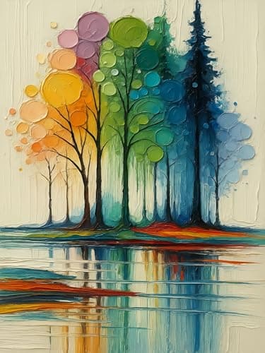 DOTSTART Paint by Numbers Kit for Adults BeginnerRainbow Trees Adult Paint by Number Kits on CanvasLake Painting by Numbers Easy Oil Paintingfor Home Wall Decor 118X157 inches