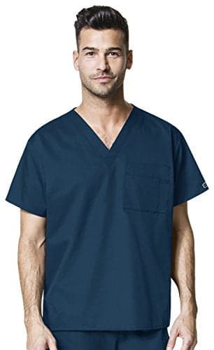 WonderWink Womens Unisex V-Neck Top Medical Scrubs Shirt, Caribbean Blue, Large US