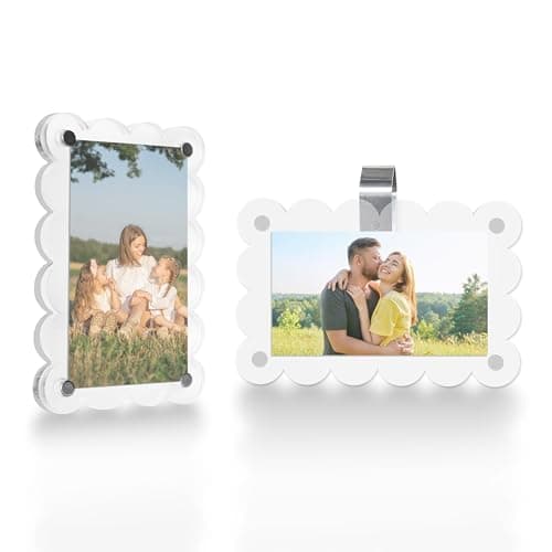 Car Sun Visor Photo Holder, Universal Magnetic Photo Car Visor Clip, Decorate Your Car Visor Picture Clip with Personality(Transparent Wave, 2.4x3.5)