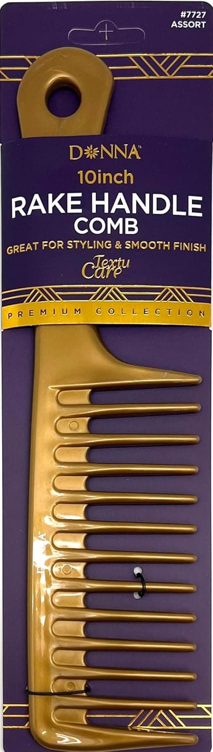 DONNA Rake Handle Comb 10inch Tooth Comb Detangles Wet or Dry Hair Yellow Color