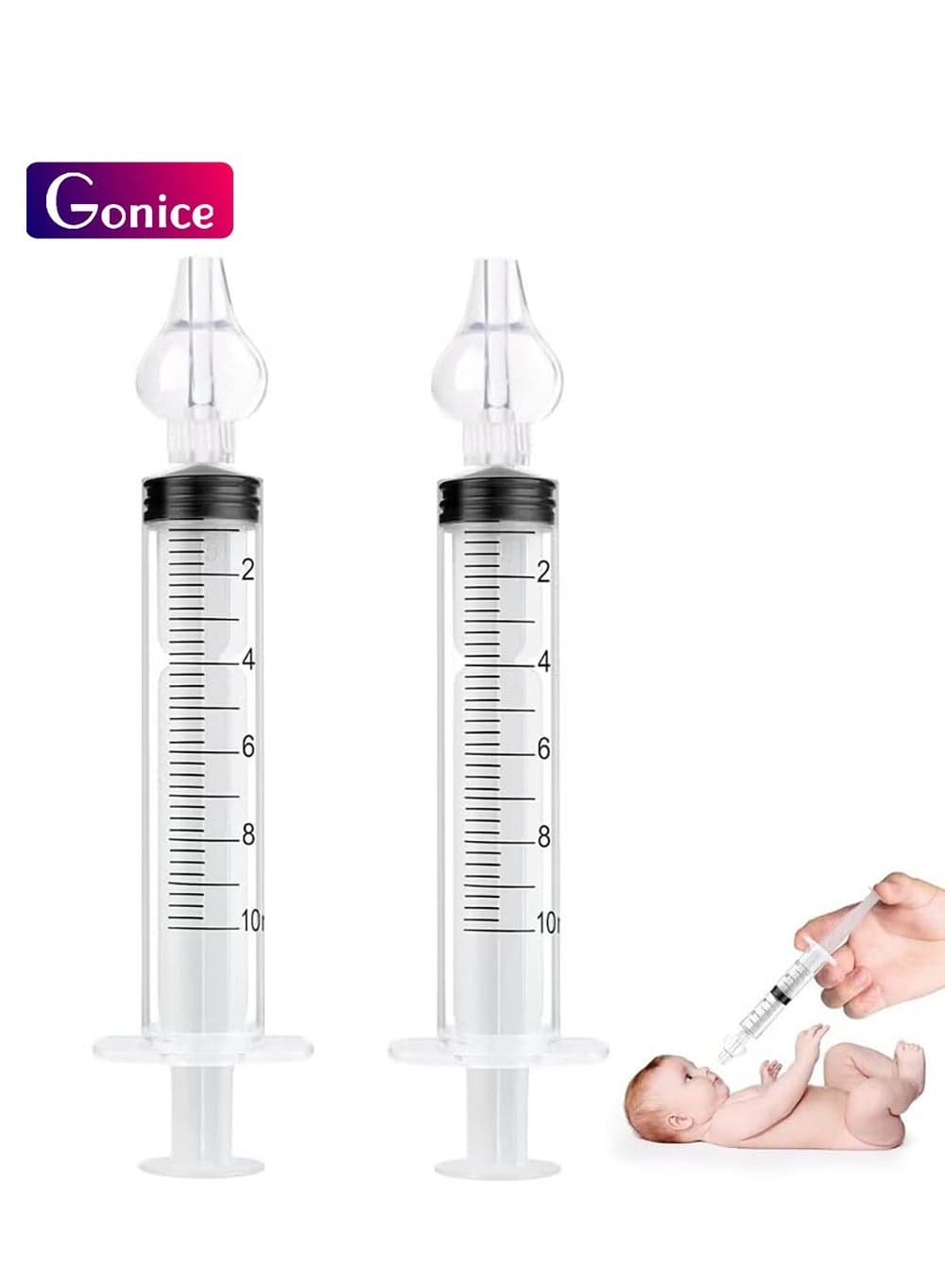 2 pcs, 10 ml baby nasal wash, baby nasal wash syringe with comfortable silicone tip
