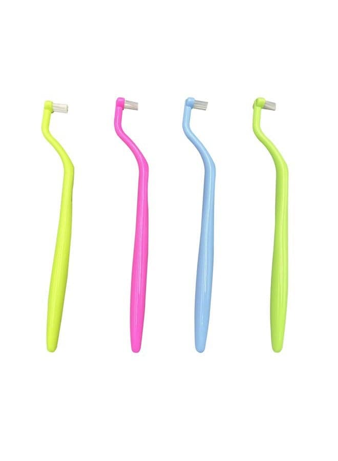 Orthodontic Toothbrush Small Tuft Toothbrush Tiny Compact Interspace Brush for Dental Implants, Braces and Teeth Detail Cleaning, 4 Pieces (4 Colors D)