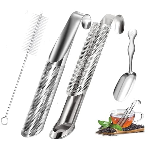 2 Pcs Stainless Steel Tea Diffuser Stainless Steel Tea Strainers for Loose Tea with Hanging Hook HandleStainless Steel Long Handle Tea Steeper Diffuser for Leaf Tea Coffee Spices Seasonings