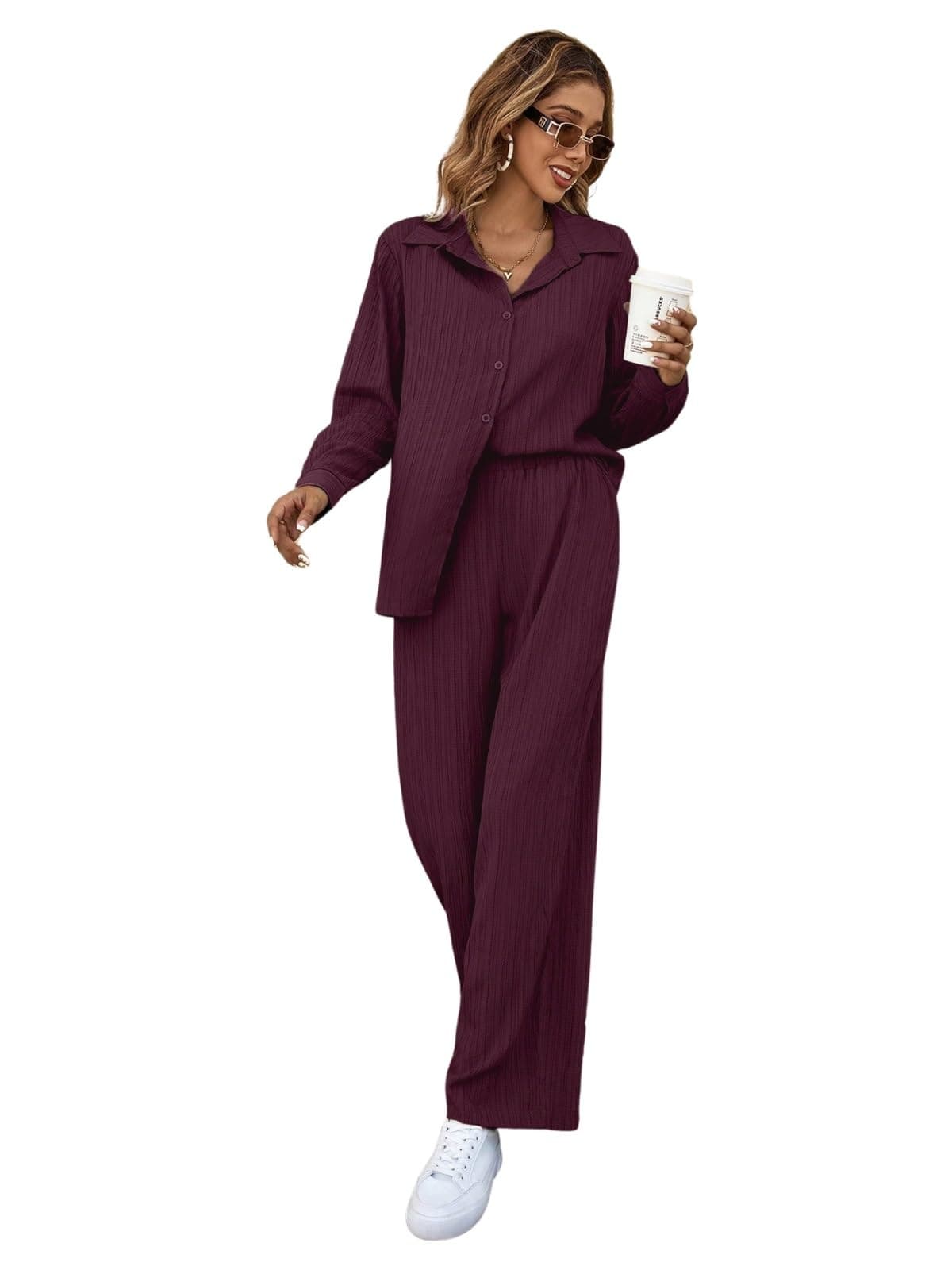 Leriya Fashion co-ord Set for Women for Summer| co-ord Set for Women (Medium, Burgundy)